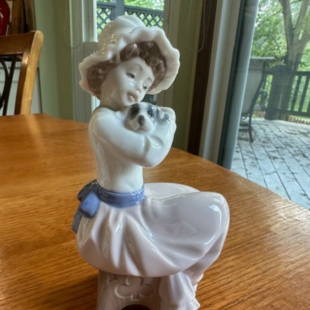Nao by Lladro A Big Hug Girl with Puppy Special Edition Retired in 1987 (#2361B)